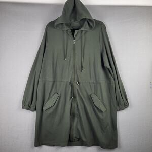Torrid Active Size 2X Ponte Anorak Jacket Dark Green Hooded Longline Fall Casual